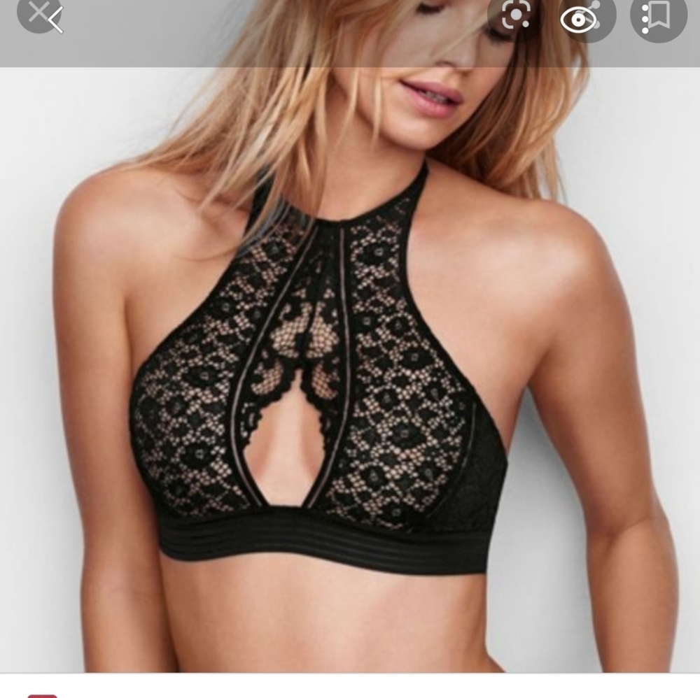 Victorias secret lace keyhole halter bra - Picture 2 of 7